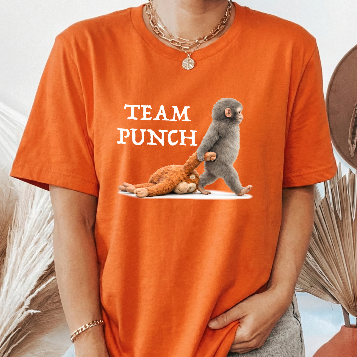 Team Punch Baby Monkey Punch - Support Animal, Peace Lovers - Shirt