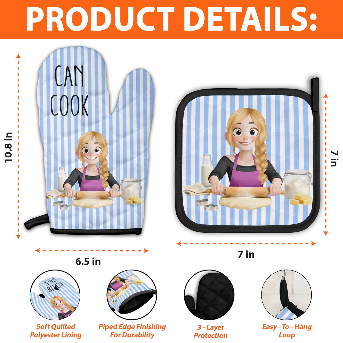 This Btch Can Bake - Funny Gift For Baker, Her, Wife - Personalized Oven Mitts
