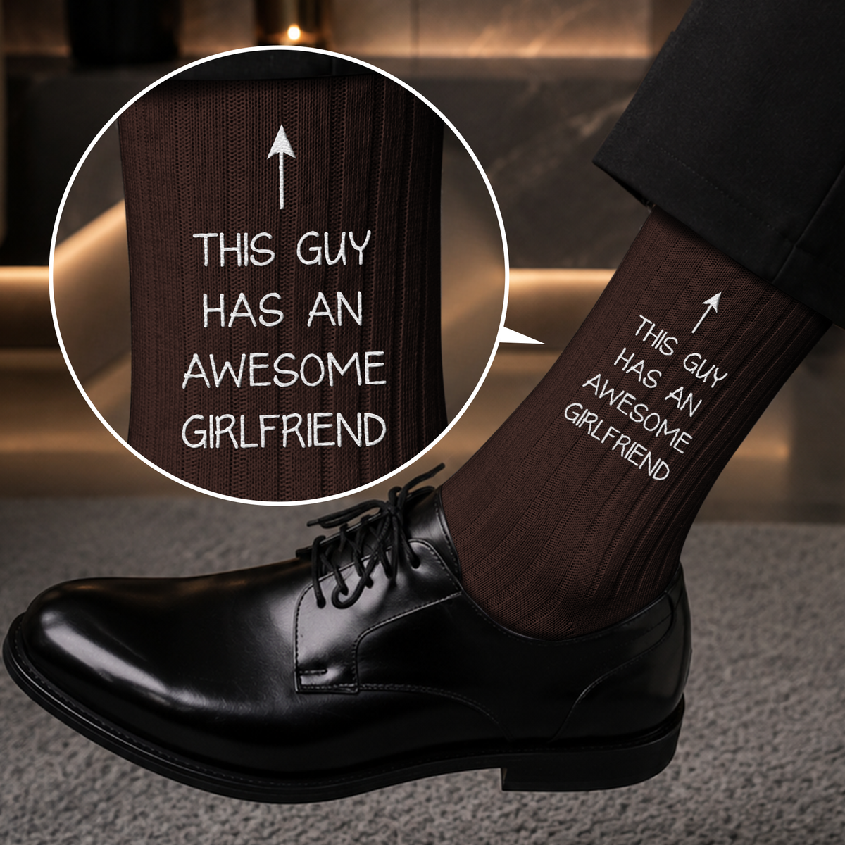 This Guy Has An Awesome Wife, Girlfriend Anniversary Valentine's Day Gifts For Men - Personalized Socks