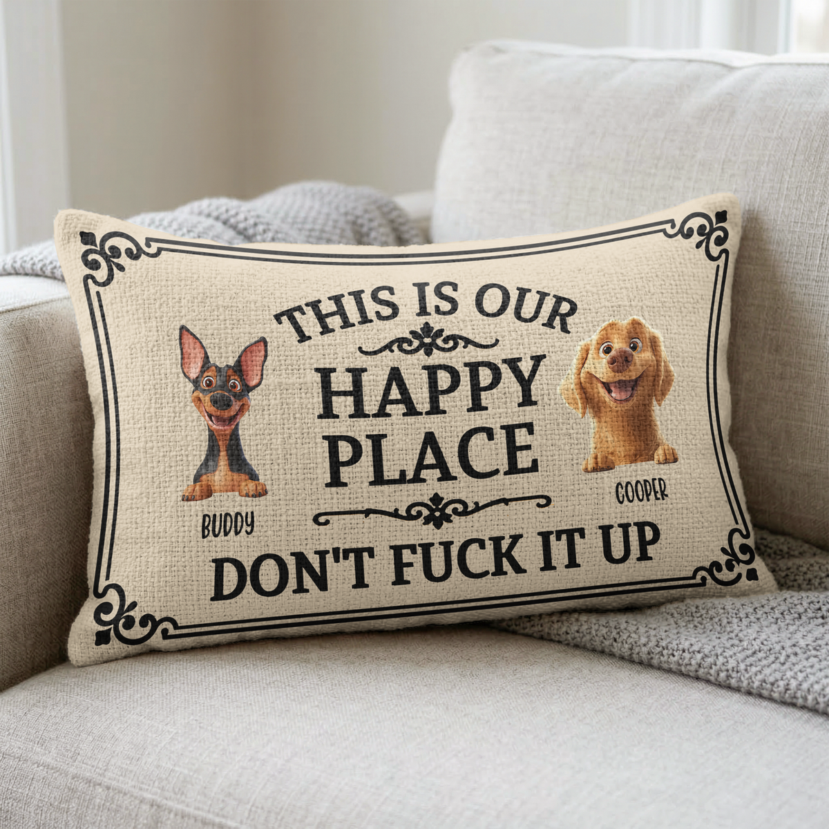 This Is My Happy Place Don't Mess It Up - Personalized Pillow Cover