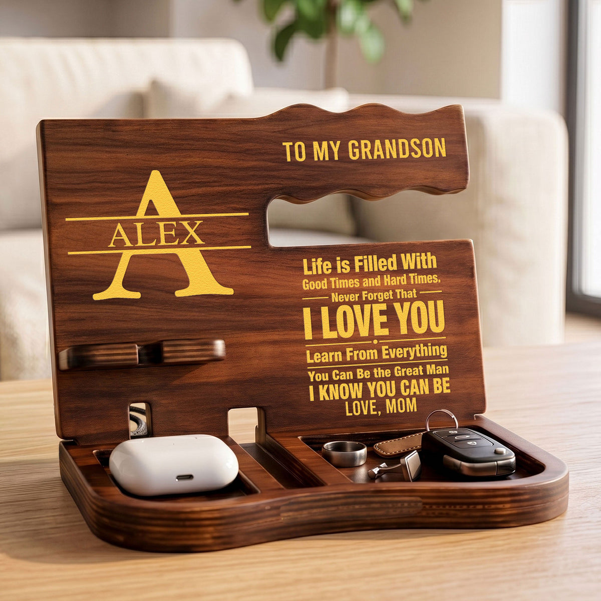 To Son Never Forget That I Love You From Mom, Dad - Personalized Desk Organizer
