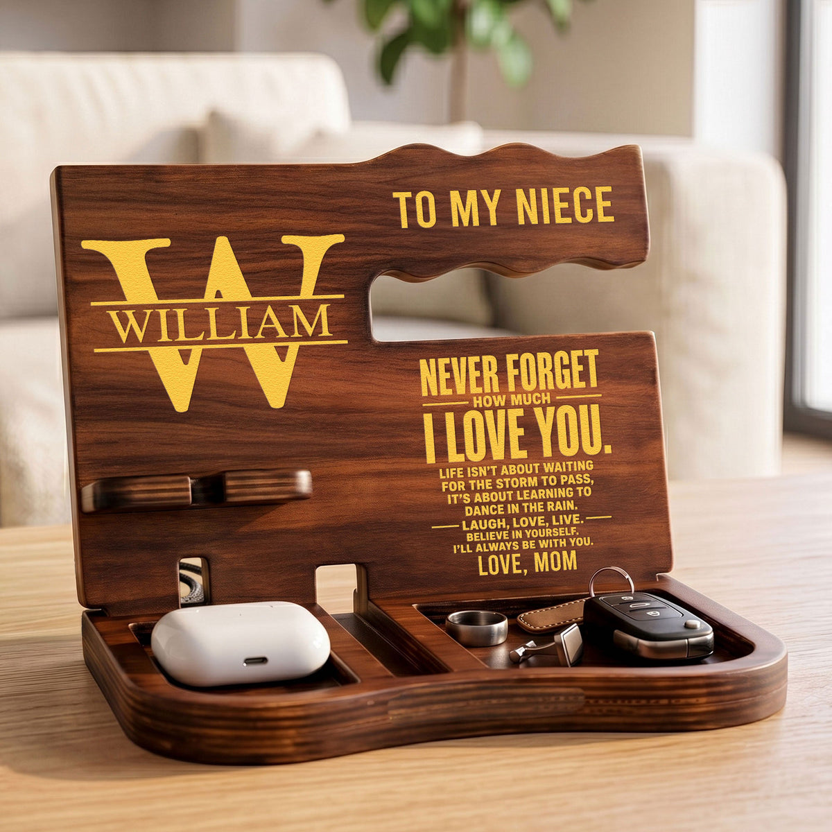 To Son Never Forget That I Love You From Mom, Dad - Personalized Desk Organizer