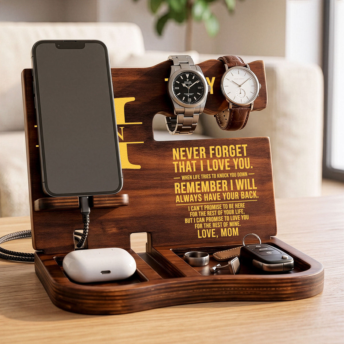 To Son Never Forget That I Love You From Mom, Dad - Personalized Desk Organizer