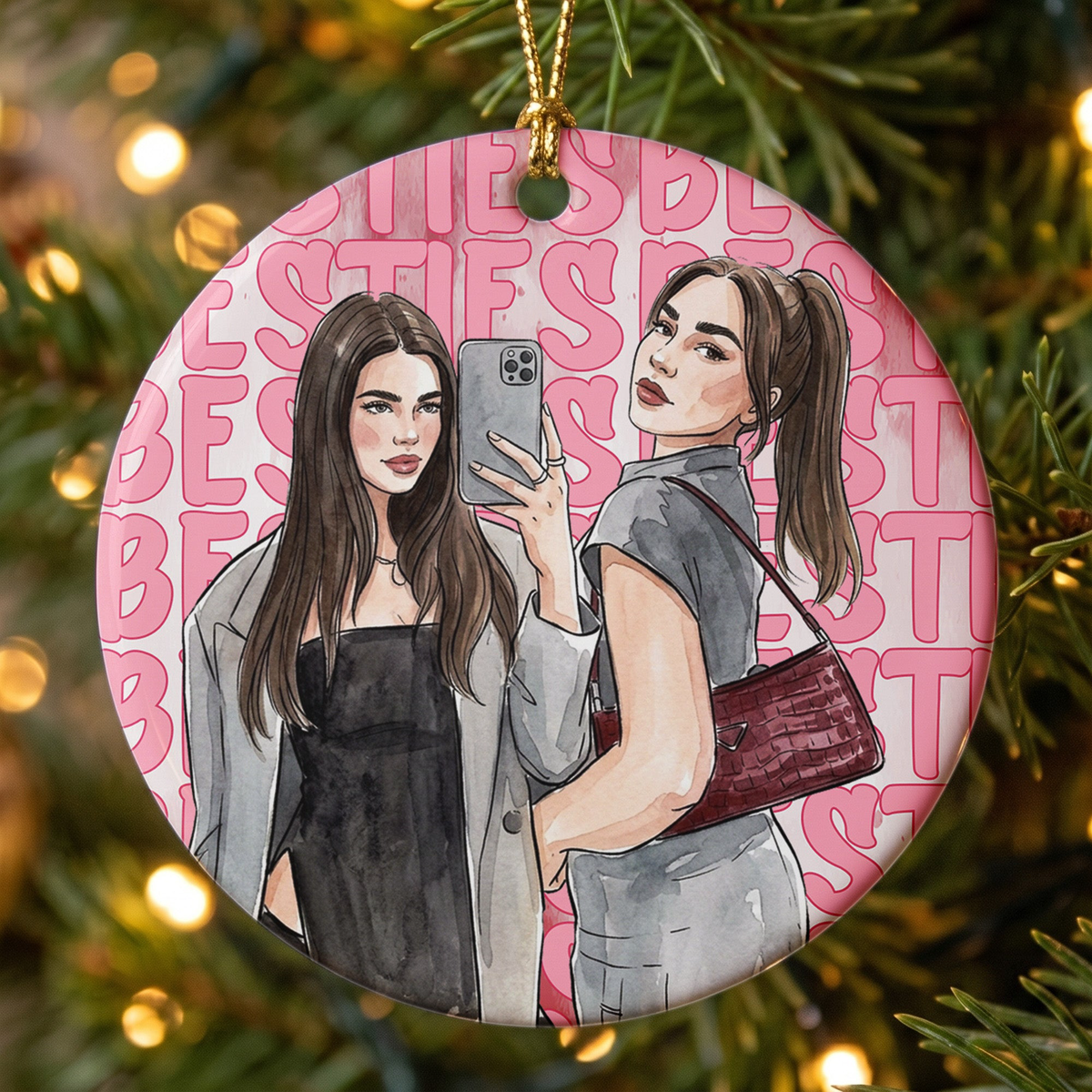 Turn Your Photo Into Watercolor Art - Best B*Tches Friendship Gifts - Personalized Ornament