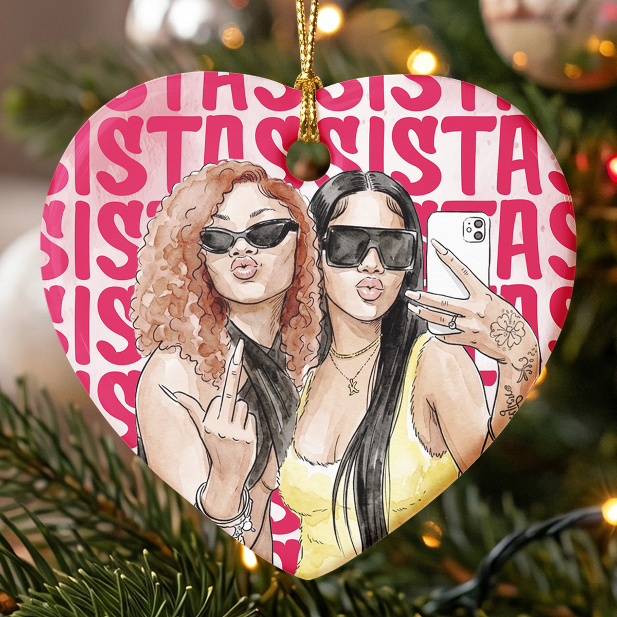 Turn Your Photo Into Watercolor Art - Best B*Tches Friendship Gifts - Personalized Ornament
