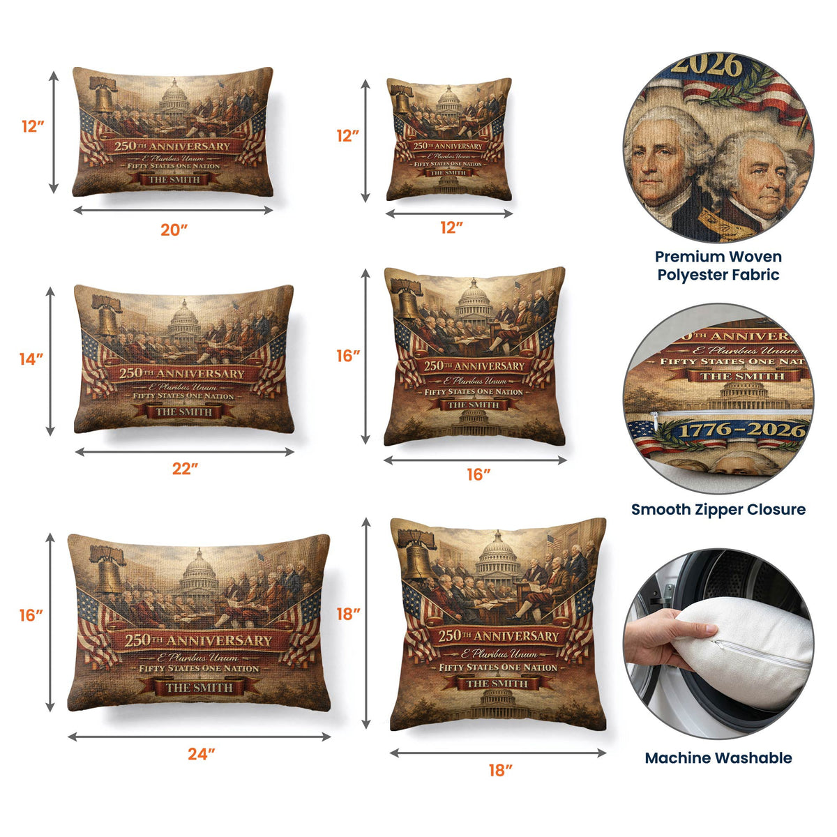 USA 250th Anniversary We The People - Personalized Pillow Cover