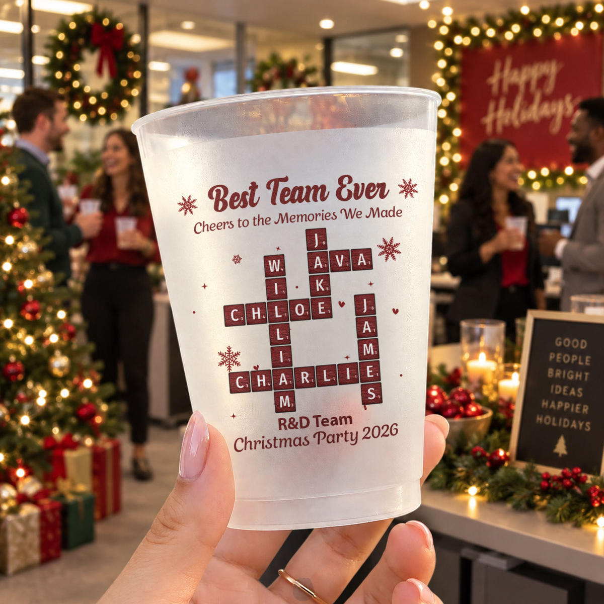 White Elephant Xmas Party Cup For Coworker Teams, Best Team Ever Scrabble - Personalized Cups