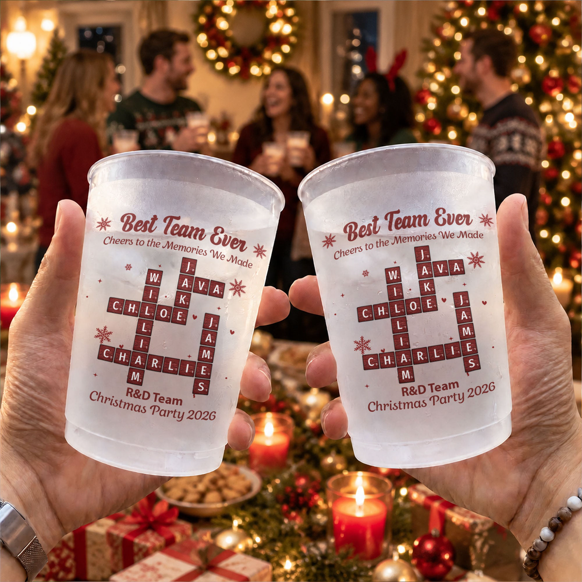 White Elephant Xmas Party Cup For Coworker Teams, Best Team Ever Scrabble - Personalized Cups