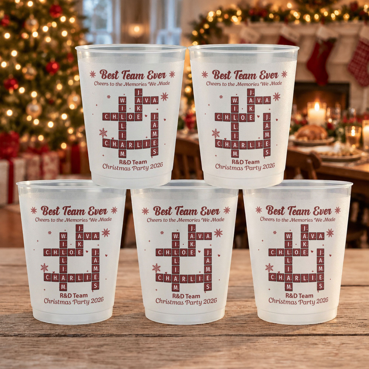 White Elephant Xmas Party Cup For Coworker Teams, Best Team Ever Scrabble - Personalized Cups