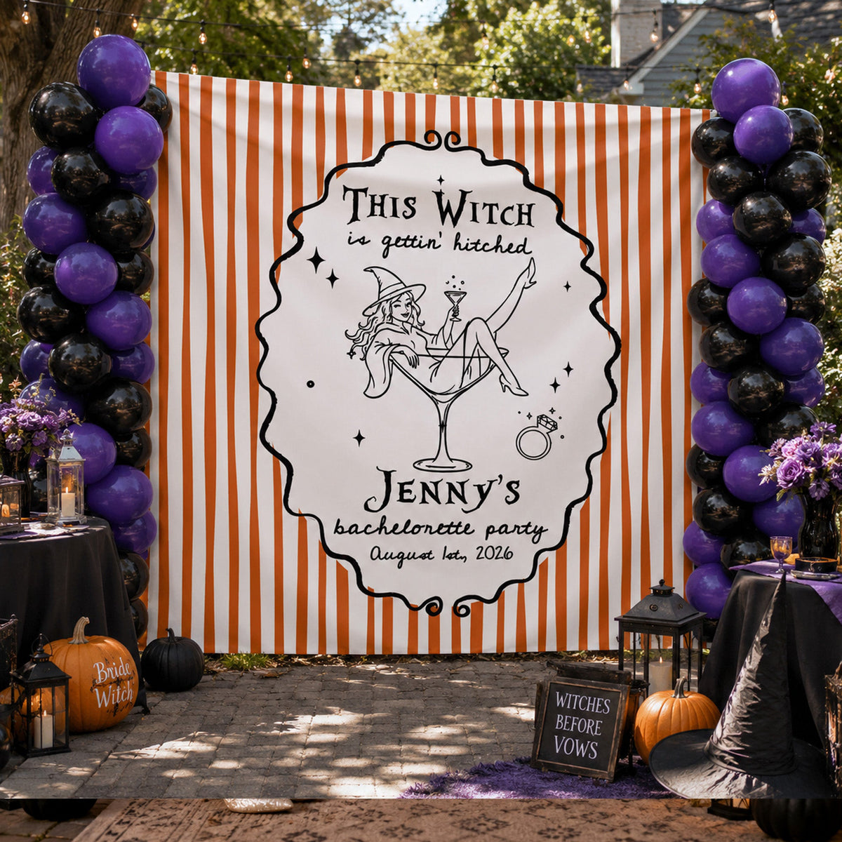 Witches Bachelorette Party - Personalized Backdrop