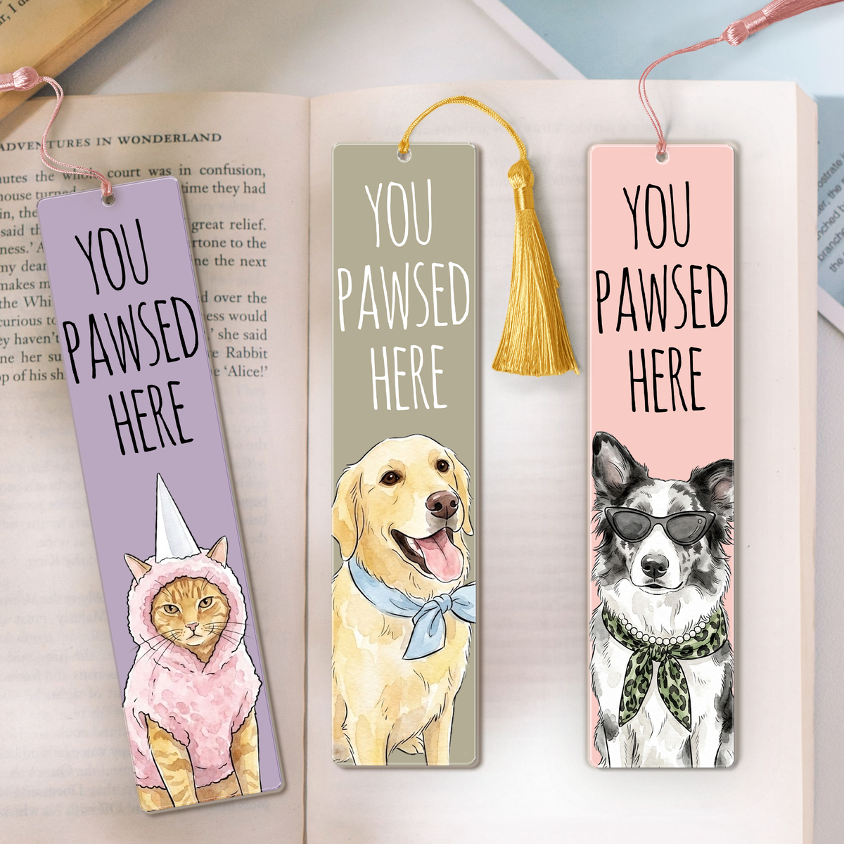 You Pawsed Here Custom Pet Photo Watercolor Gifts For Book Lovers, Pet Lovers - Personalized Bookmark