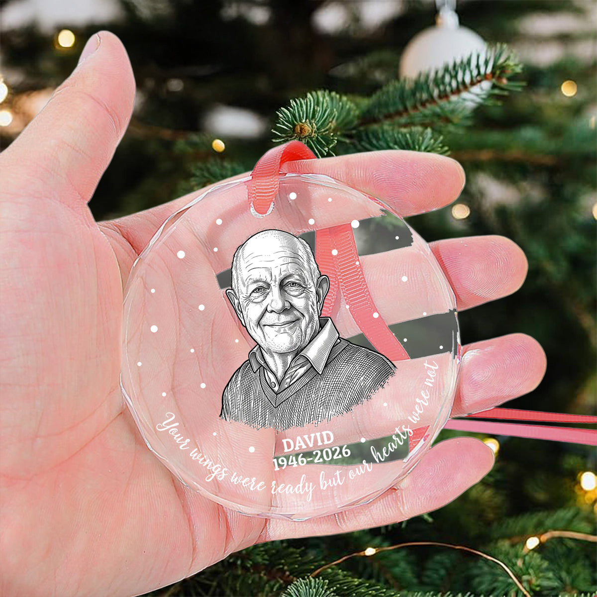Your Wings Were Ready But Our Hearts Were Not Photo Sketch Line Art - Personalized Ornament
