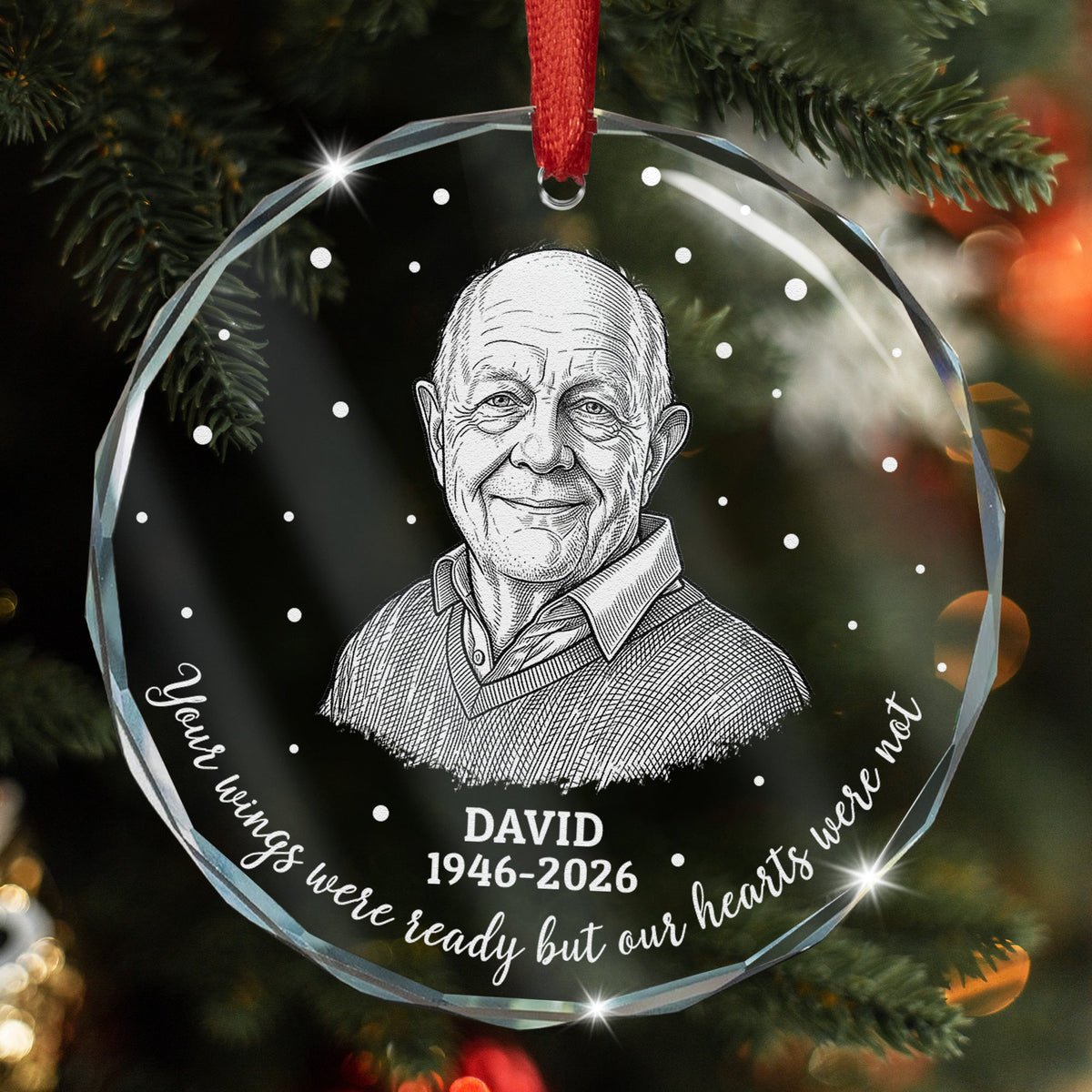 Your Wings Were Ready But Our Hearts Were Not Photo Sketch Line Art - Personalized Ornament