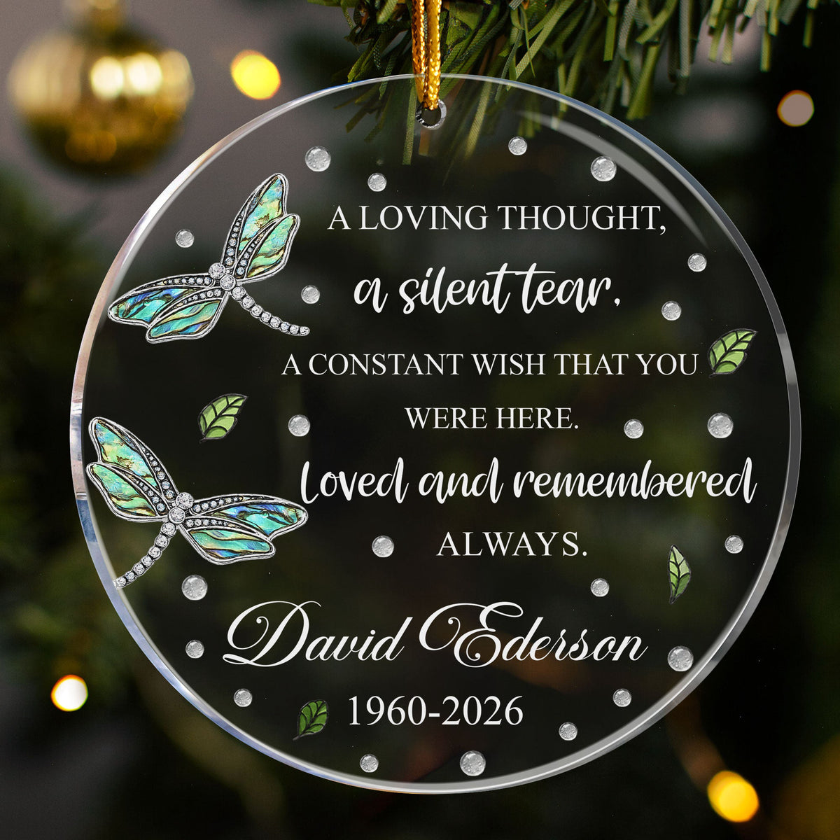 A Loving Thought, A Silent Tear Custom Name Memorial Christmas Gifts - Personalized Ornament
