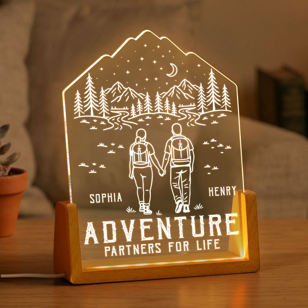 Adventure Partners For Life Couple Gifts - Personalized Night Light