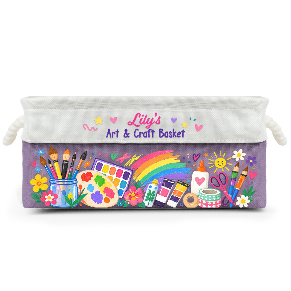 Art Supply Basket For Painting Lover Kids, Grandkids - Personalized Storage Basket