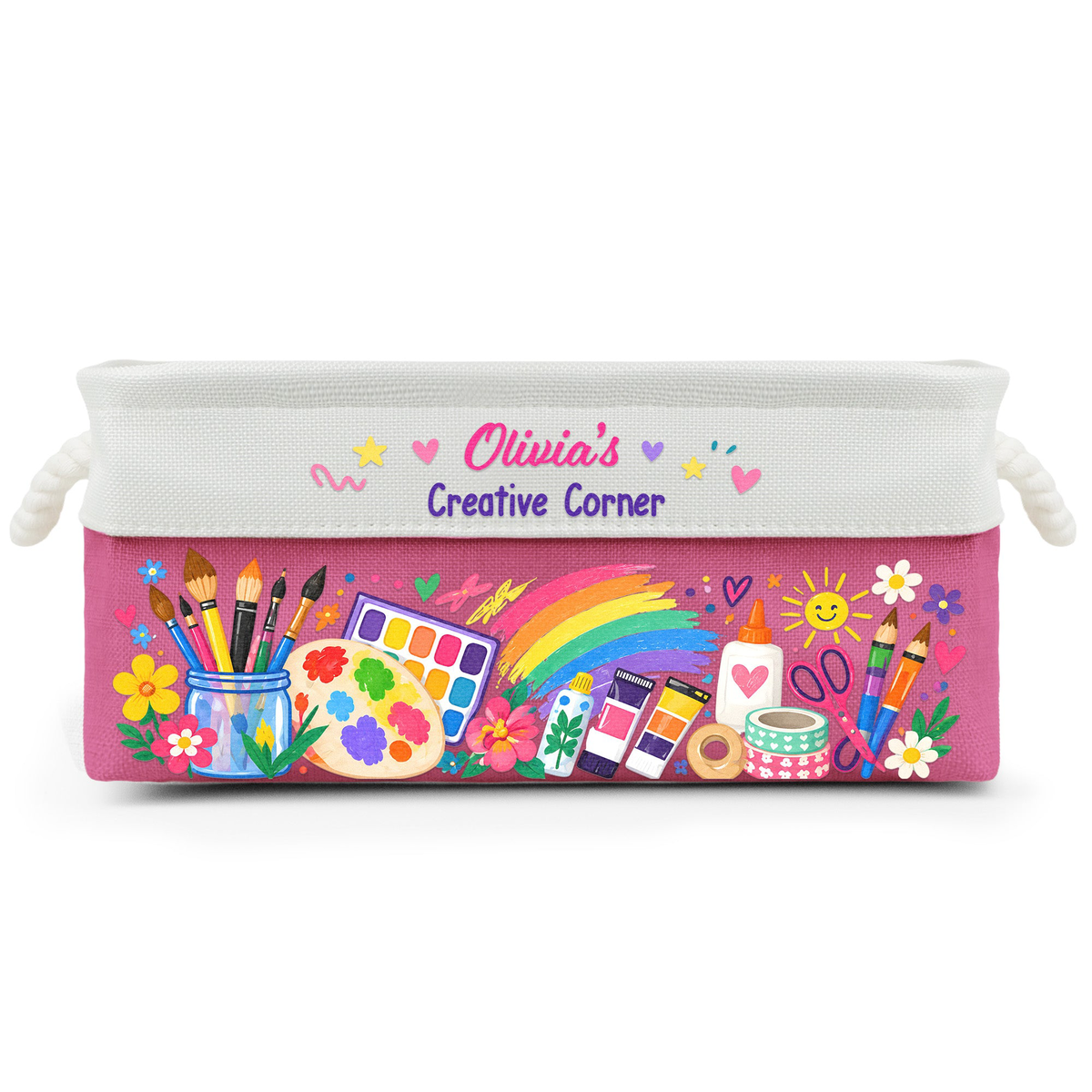 Art Supply Basket For Painting Lover Kids, Grandkids - Personalized Storage Basket