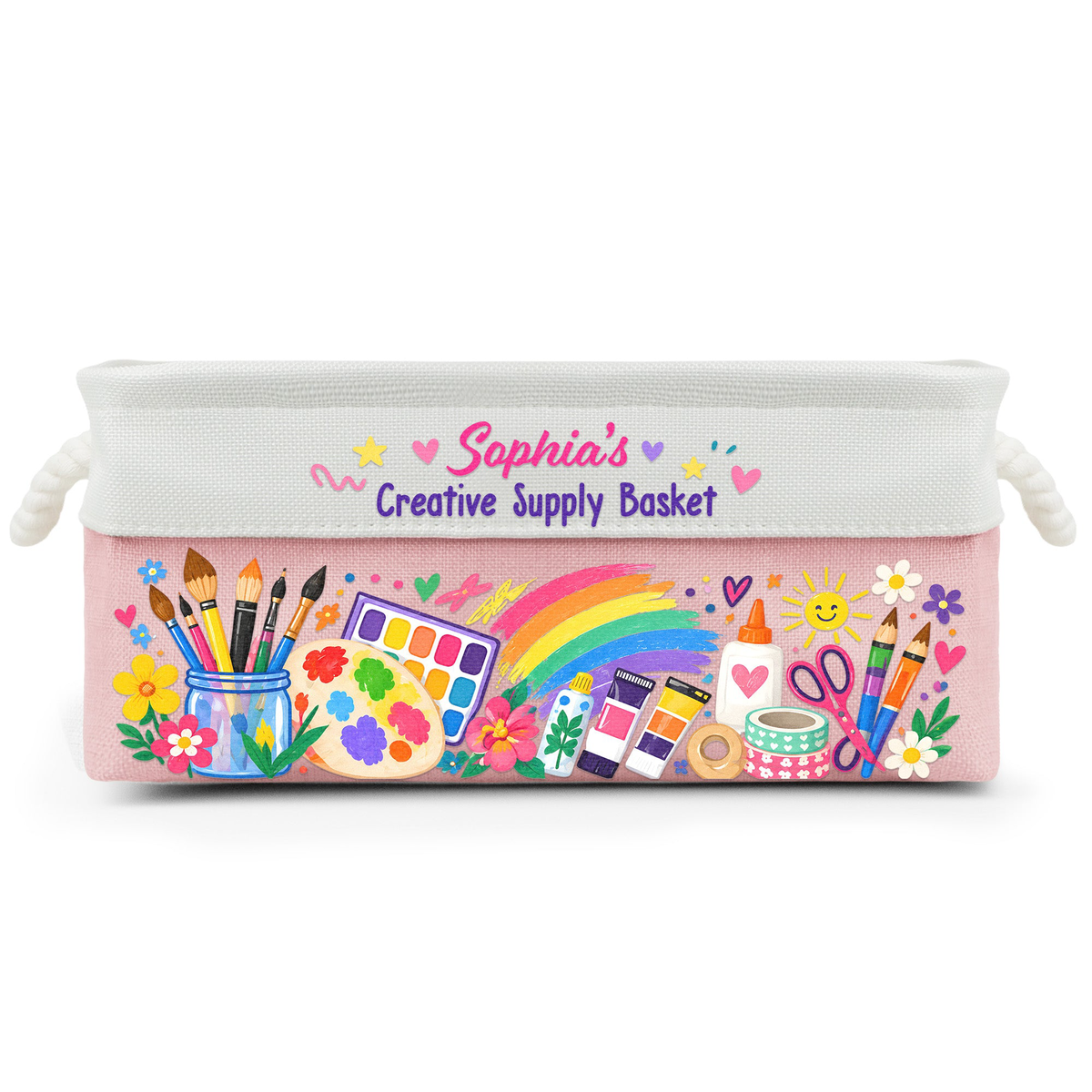 Art Supply Basket For Painting Lover Kids, Grandkids - Personalized Storage Basket
