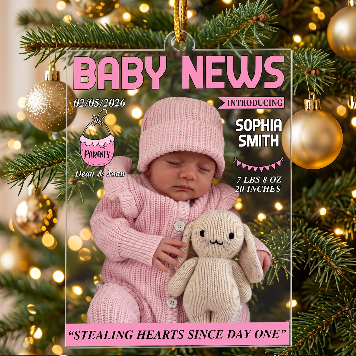 Baby News Magazine For Baby First Christmas - Personalized Ornament