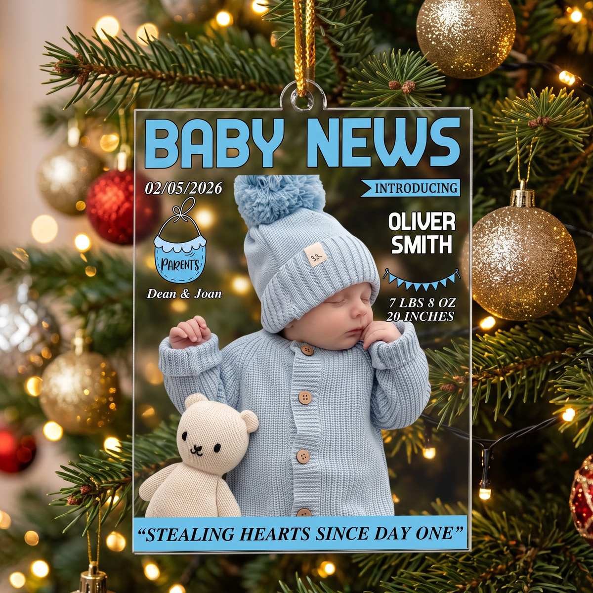 Baby News Magazine For Baby First Christmas - Personalized Ornament