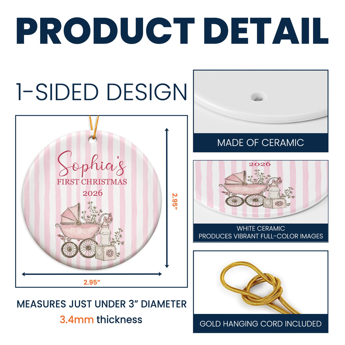 Baby's First Christmas Keepsake - Personalized Ornament