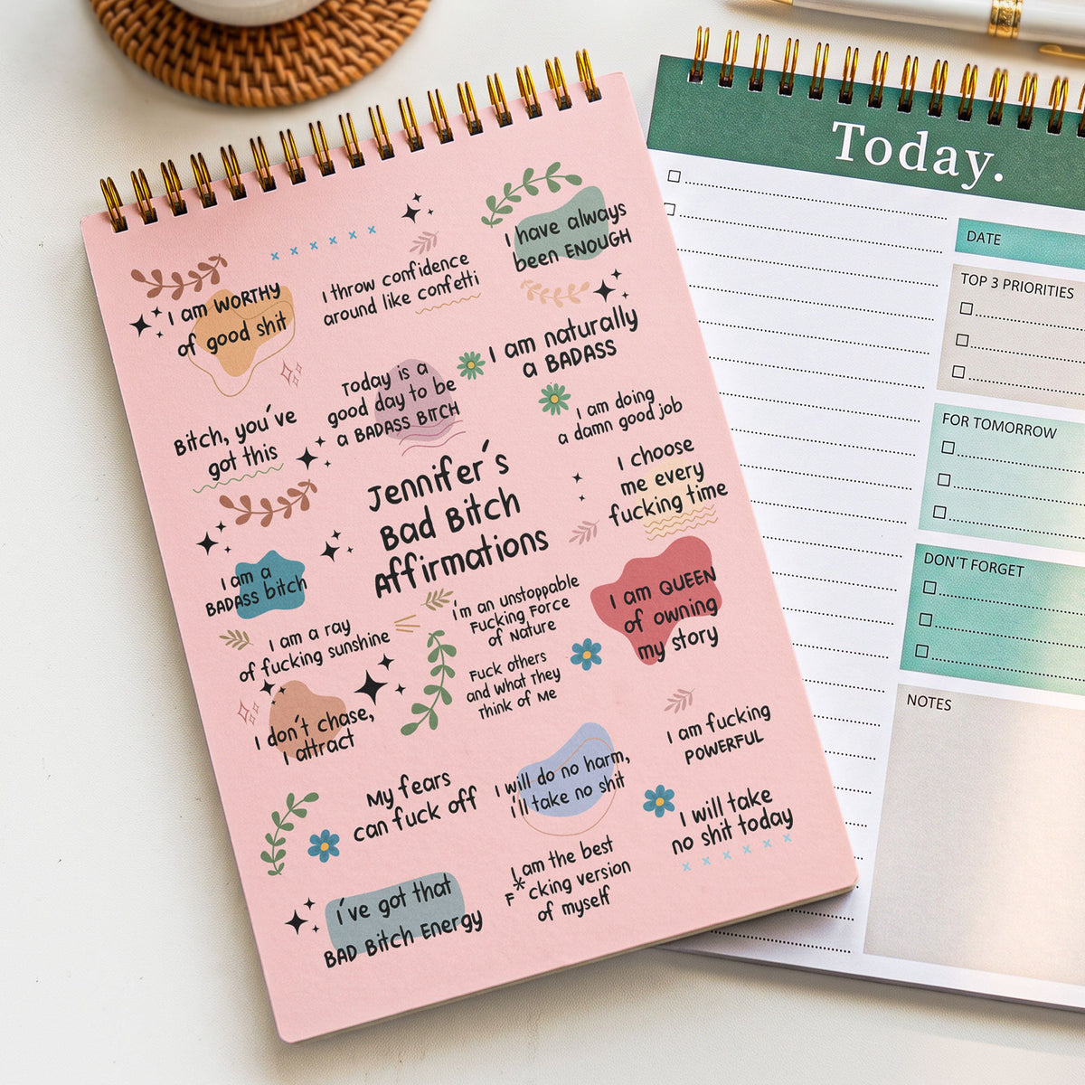 Bad BTch Affirmations - For Coworkers, Friends, Self Gift - Custom Planner