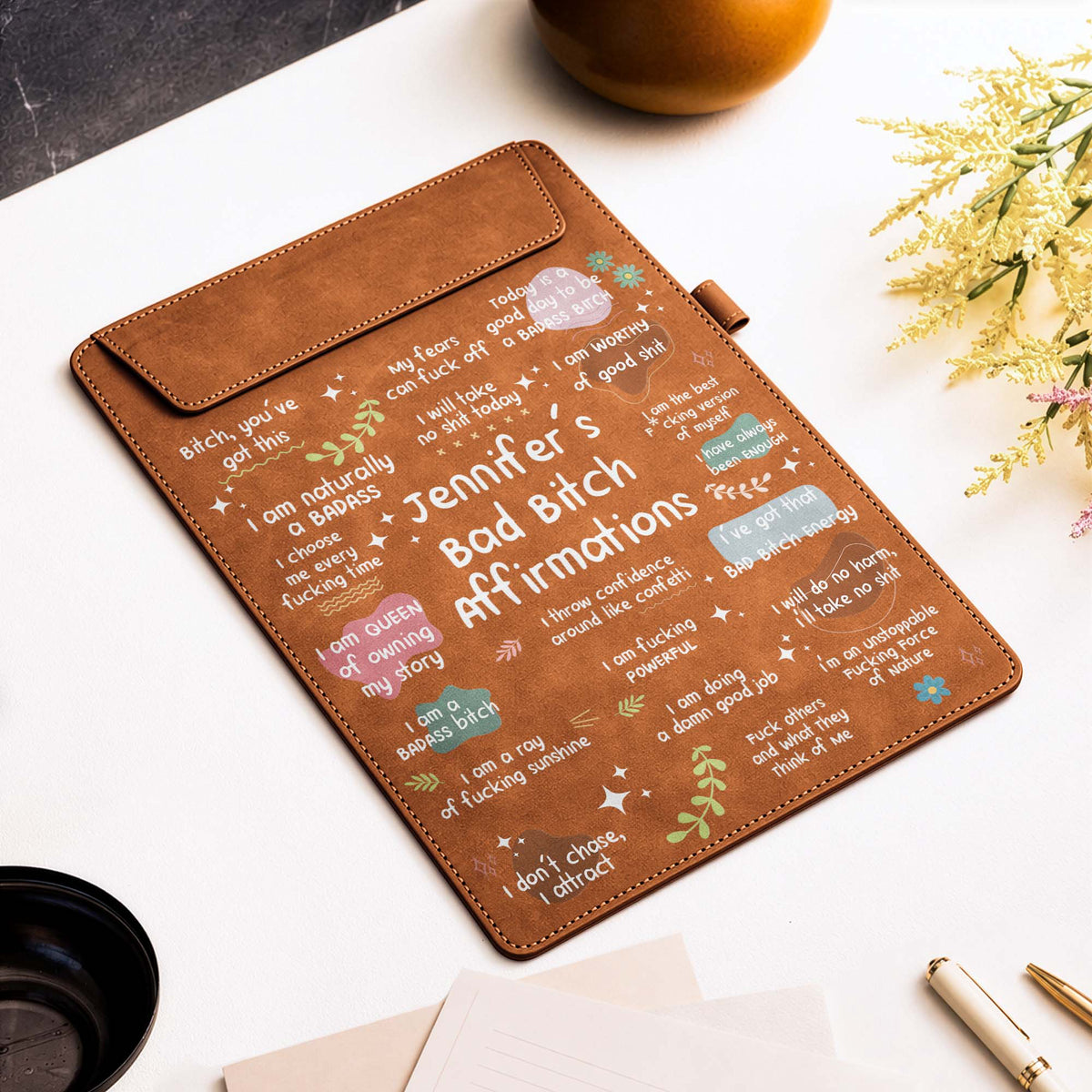 Bad B*tch Affirmations - For Coworkers, Friends, Self Gift - Personalized Clipboard
