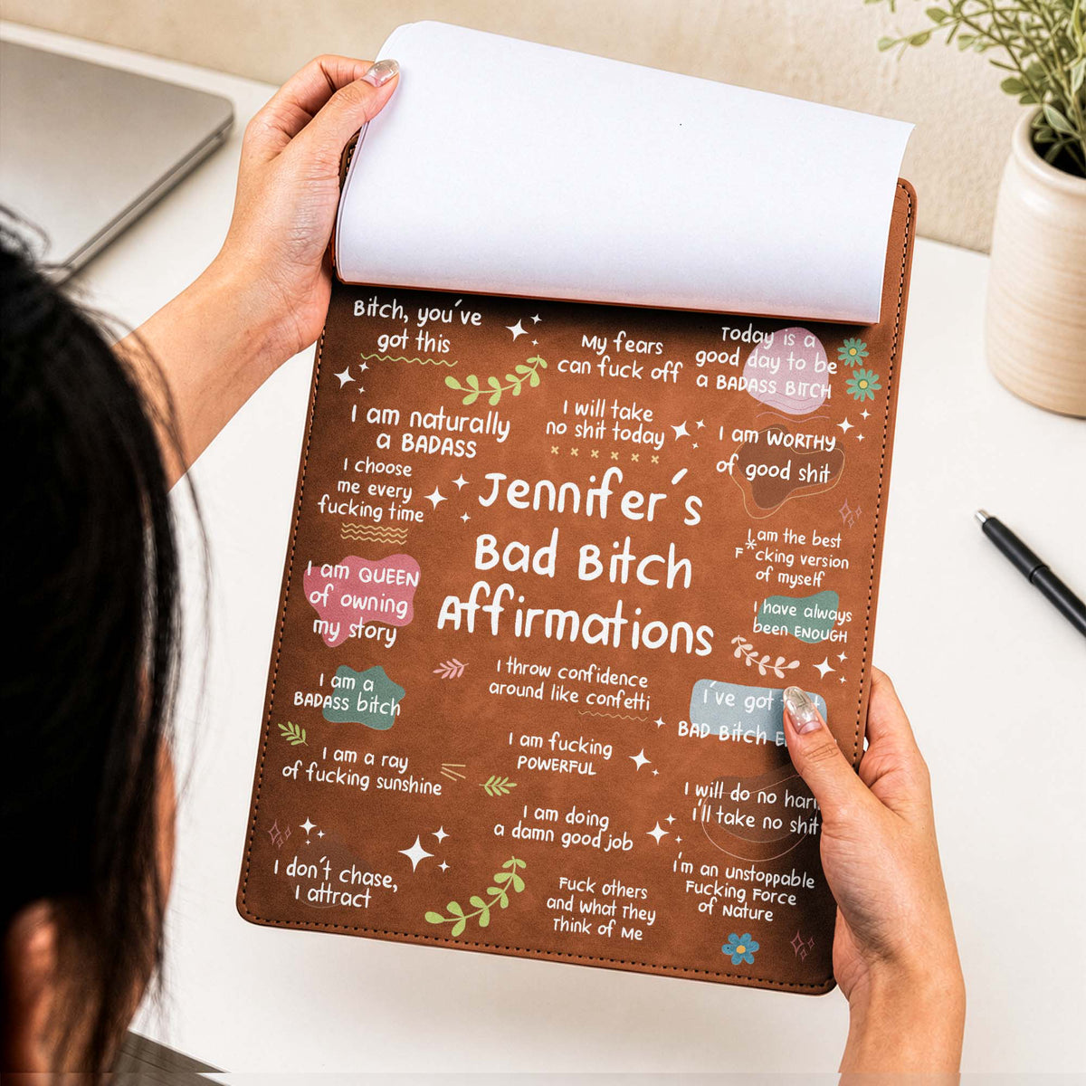 Bad B*tch Affirmations - For Coworkers, Friends, Self Gift - Personalized Clipboard
