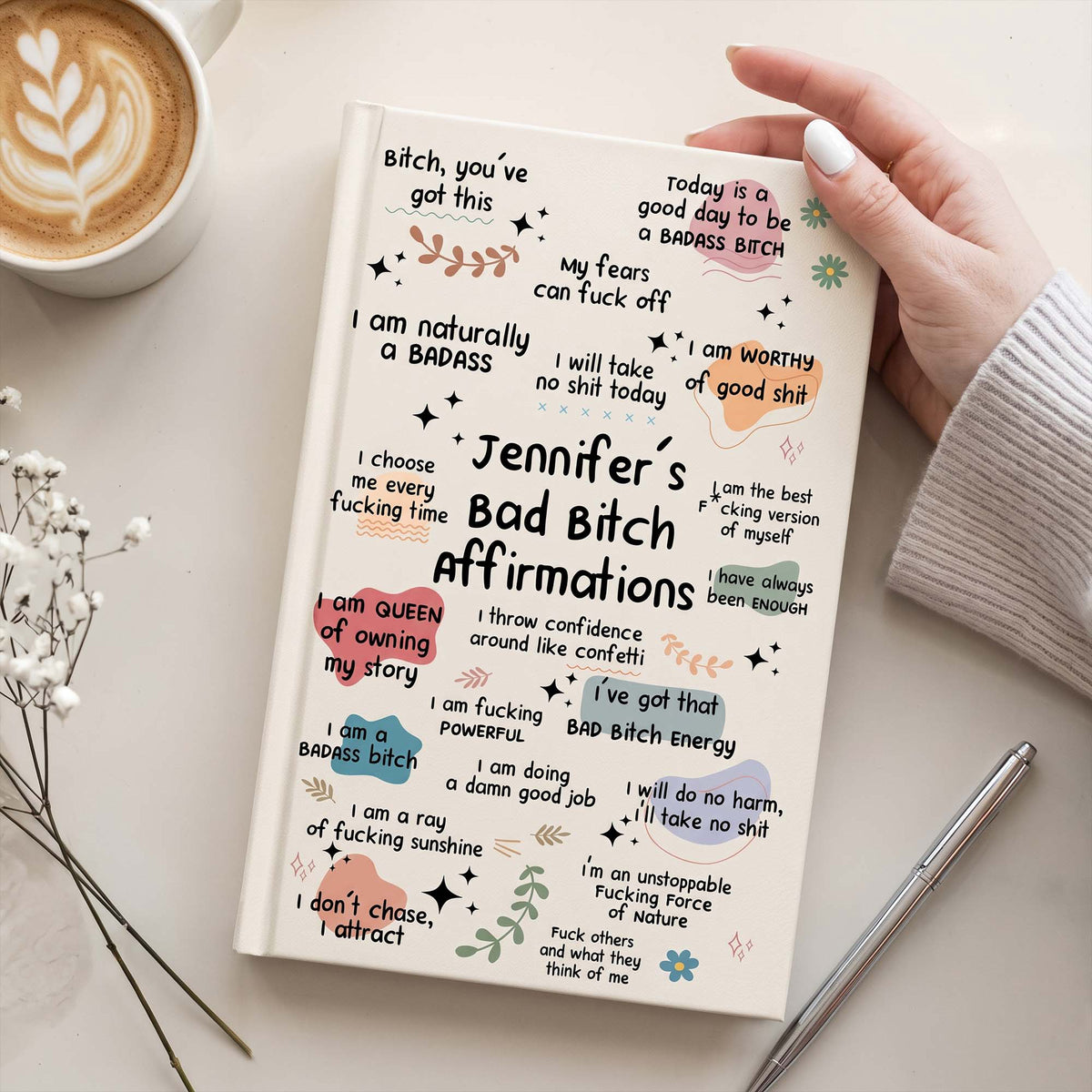 Bad B*tch Affirmations - For Coworkers, Friends, Self Gift - Personalized Journal