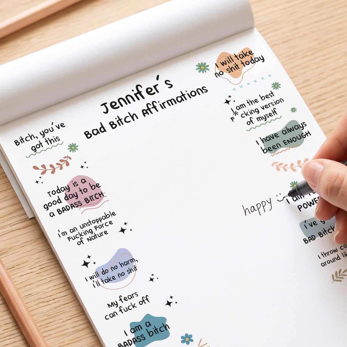 Bad B*tch Affirmations - For Coworkers, Friends, Self Gift - Personalized Notepad