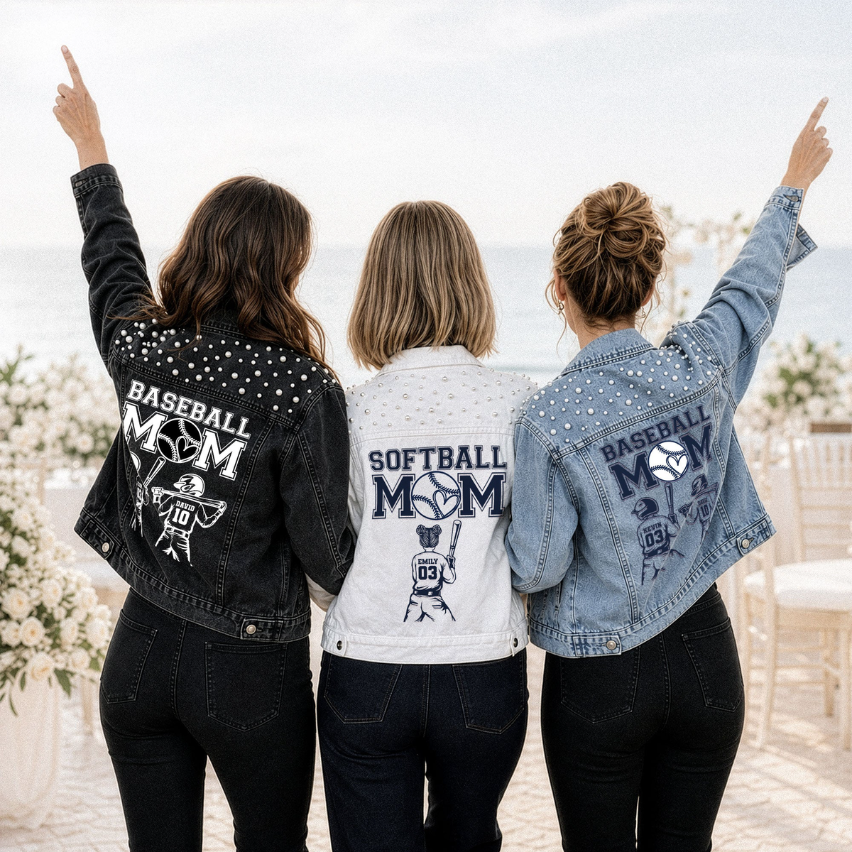 Baseball Mom, Softball Mom - Custom With Kids - Personalized Denim Jacket