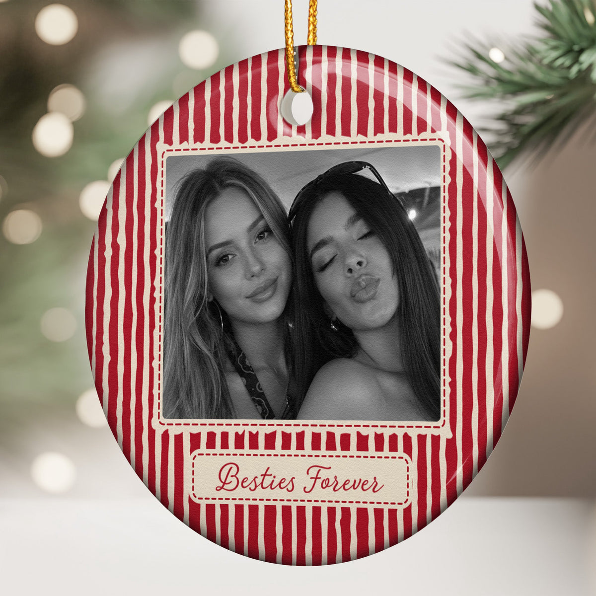 Best Friend Photo Ornament - Birthday Gifts For Bestie, Sister - Personalized Ornament
