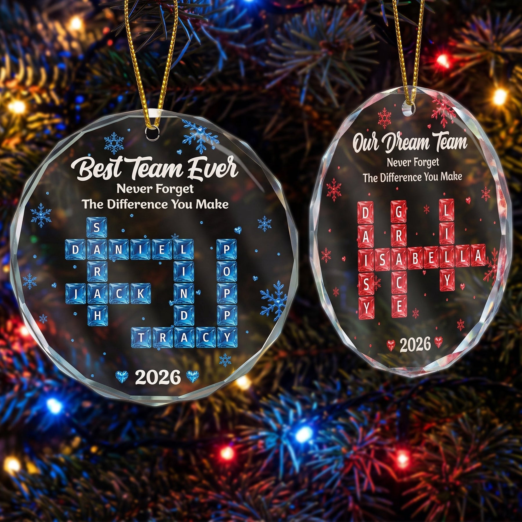 Best Team Ever - Custom Scrabble Crosswords Names, Bulk Gifts For Coworkers - Personalized Ornament