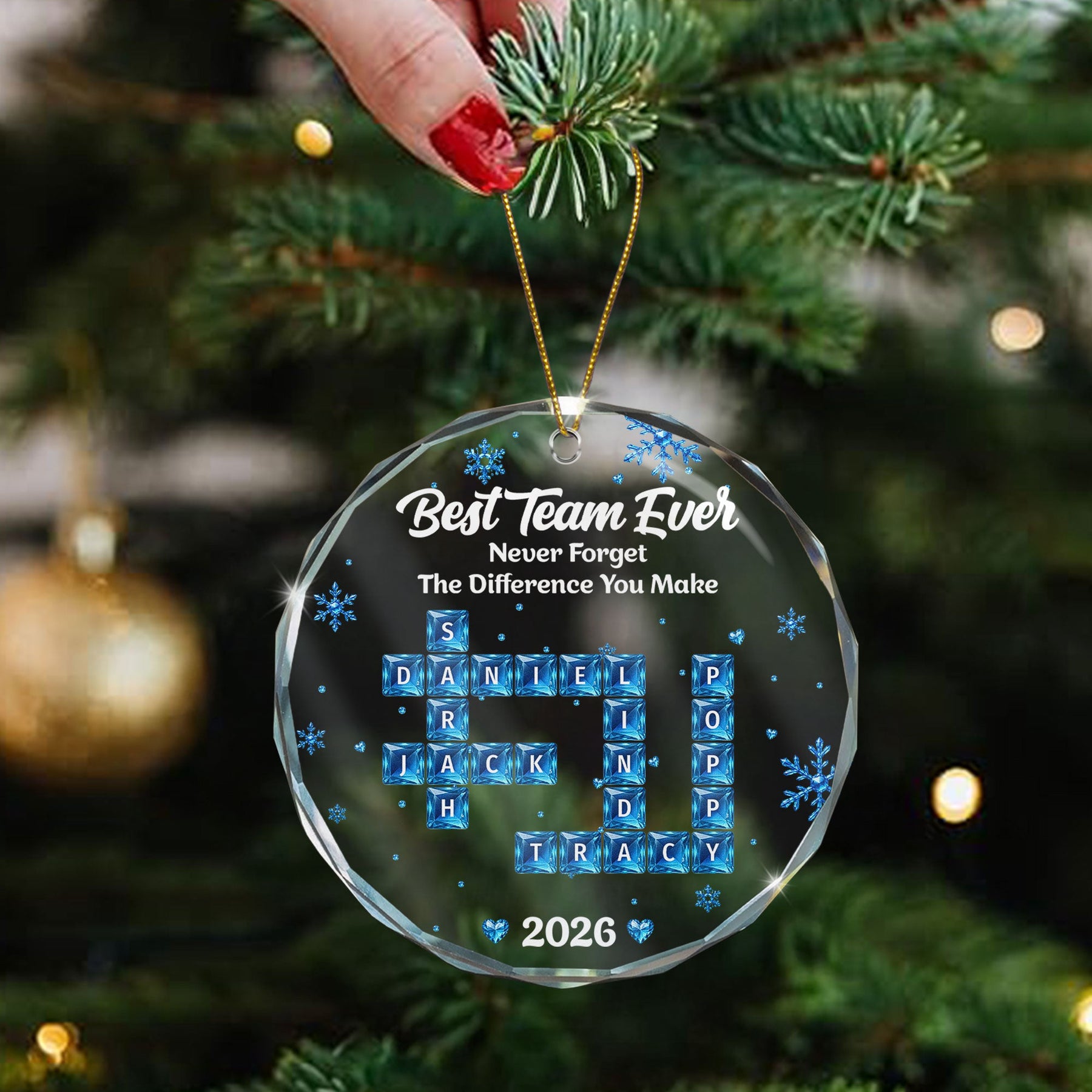 Best Team Ever - Custom Scrabble Crosswords Names, Bulk Gifts For Coworkers - Personalized Ornament