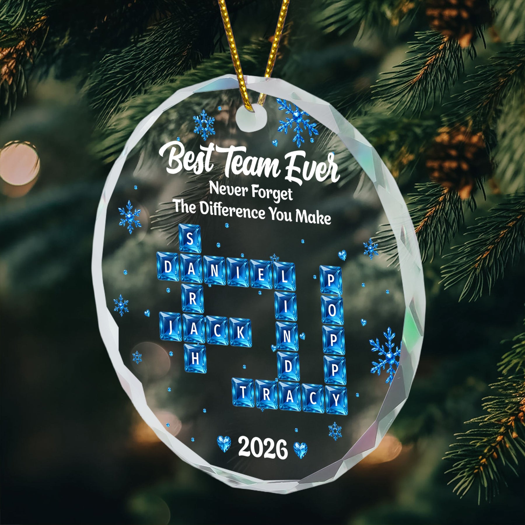 Best Team Ever - Custom Scrabble Crosswords Names, Bulk Gifts For Coworkers - Personalized Ornament