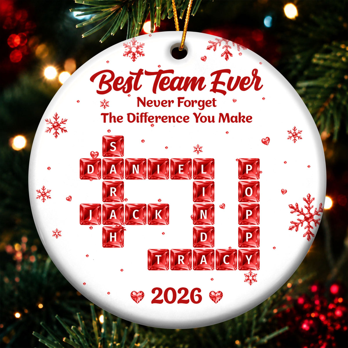 Best Team Ever - Custom Scrabble Crosswords Names, Bulk Gifts For Coworkers, Team - Personalized Ornament