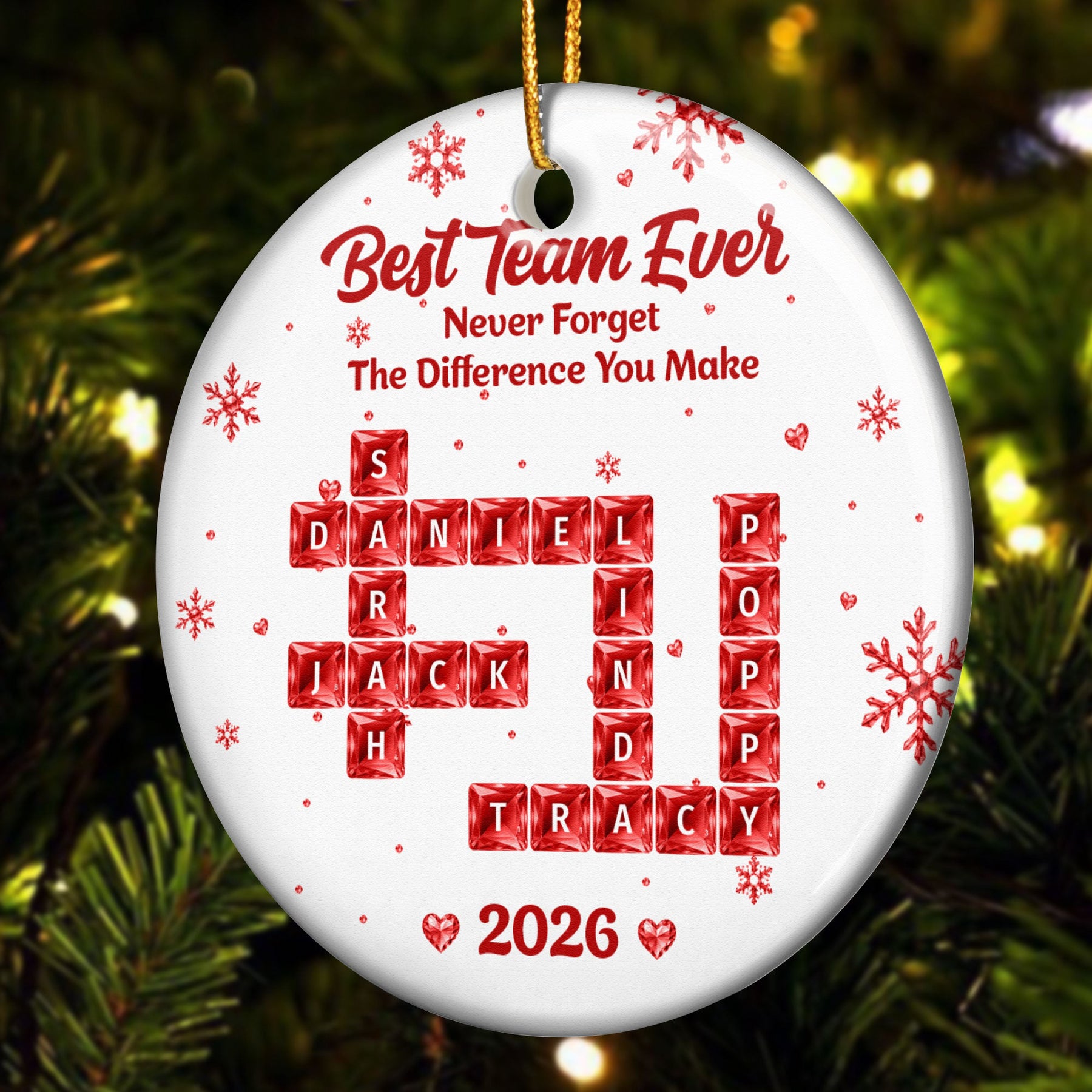 Best Team Ever - Custom Scrabble Crosswords Names, Bulk Gifts For Coworkers, Team - Personalized Ornament