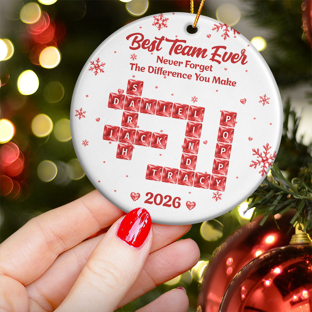Best Team Ever - Custom Scrabble Crosswords Names, Bulk Gifts For Coworkers, Team - Personalized Ornament