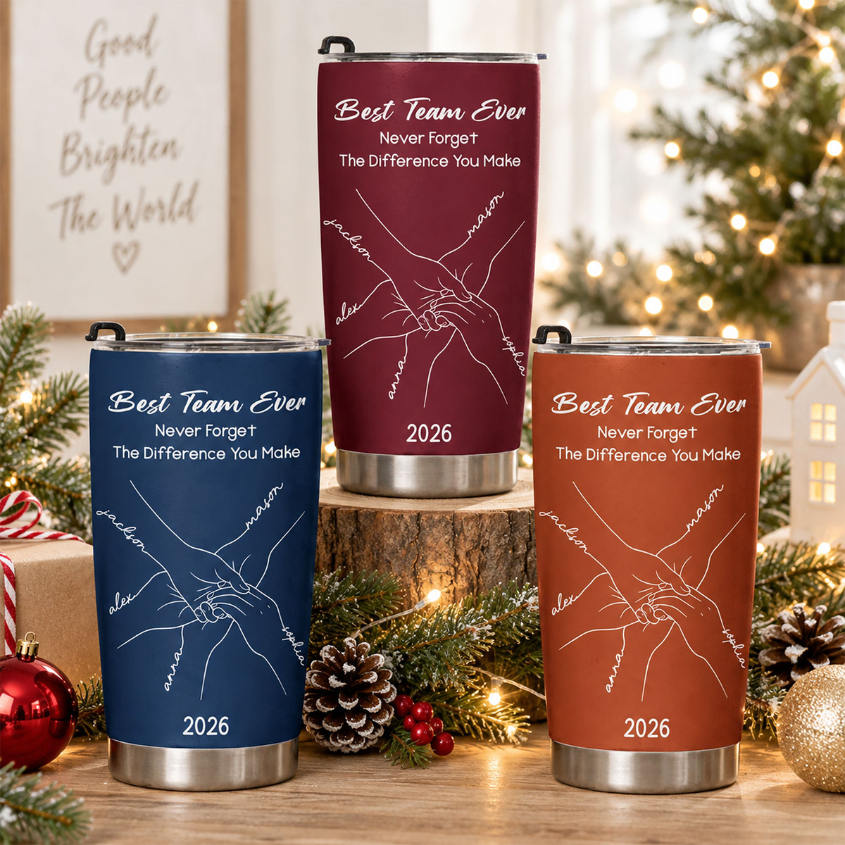 Best Team Ever Hand Line Art Gift For Coworker Teacher Nurse - Personalized Tumbler