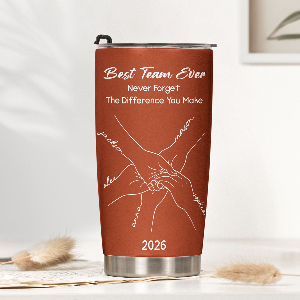 Best Team Ever Hand Line Art Gift For Coworker Teacher Nurse - Personalized Tumbler