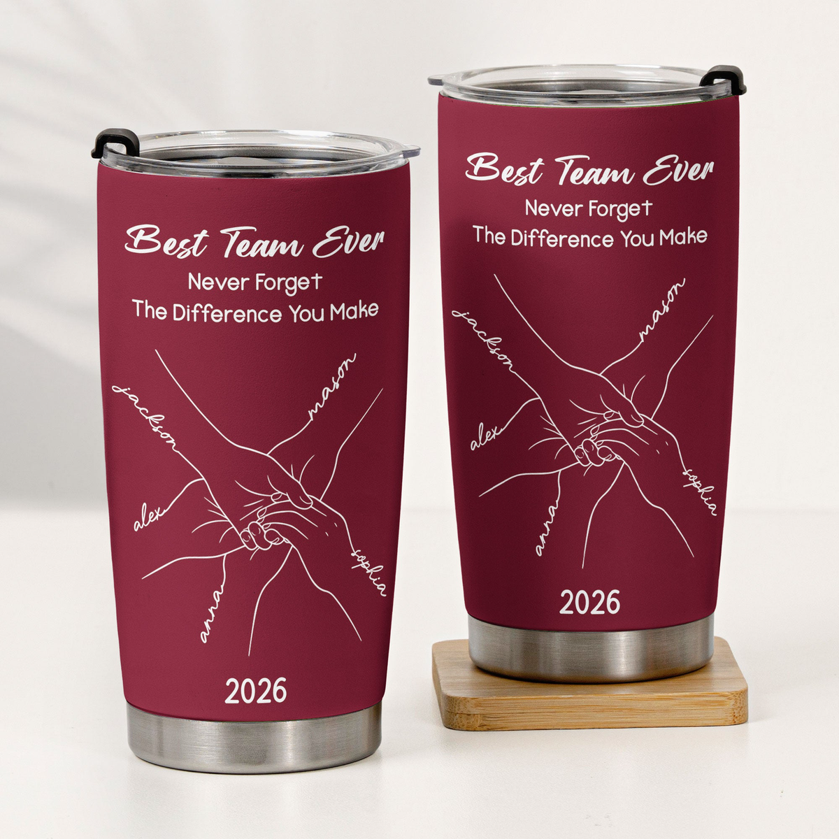 Best Team Ever Hand Line Art Gift For Coworker Teacher Nurse - Personalized Tumbler