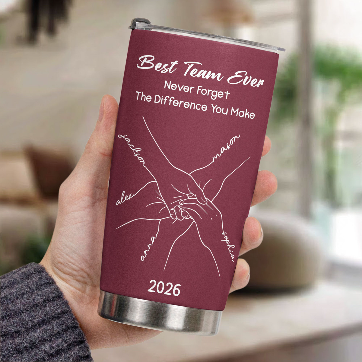 Best Team Ever Hand Line Art Gift For Coworker Teacher Nurse - Personalized Tumbler