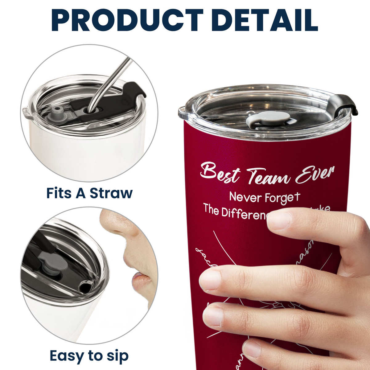 Best Team Ever Hand Line Art Gift For Coworker Teacher Nurse - Personalized Tumbler