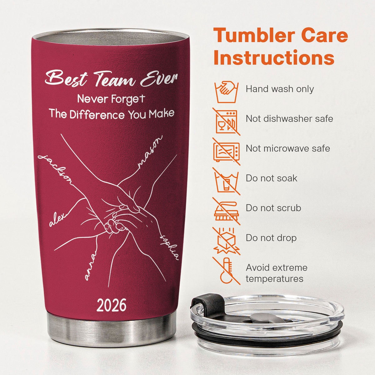 Best Team Ever Hand Line Art Gift For Coworker Teacher Nurse - Personalized Tumbler