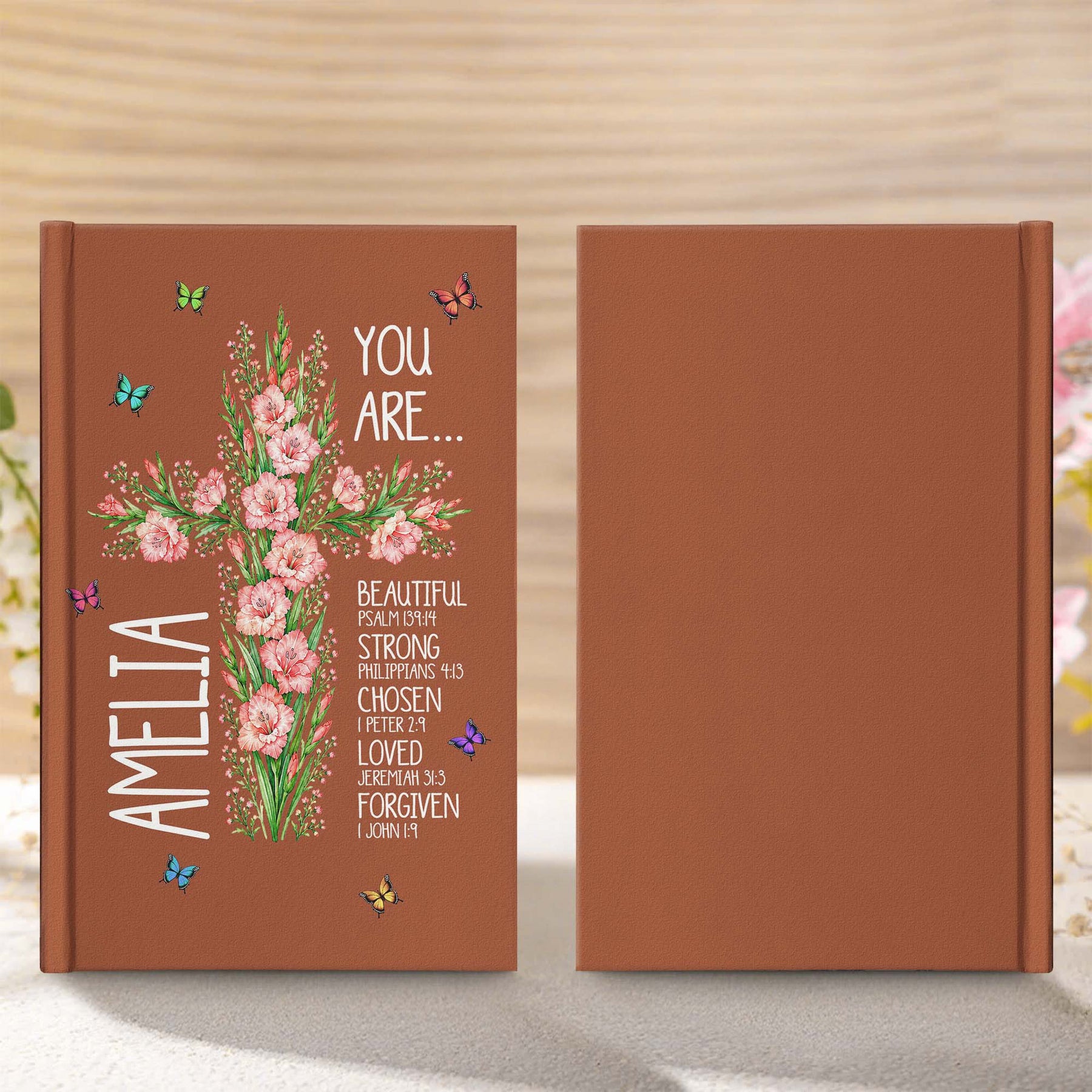 Birth Flower Cross You Are Bible Verse Affirmations - Personalized Journal