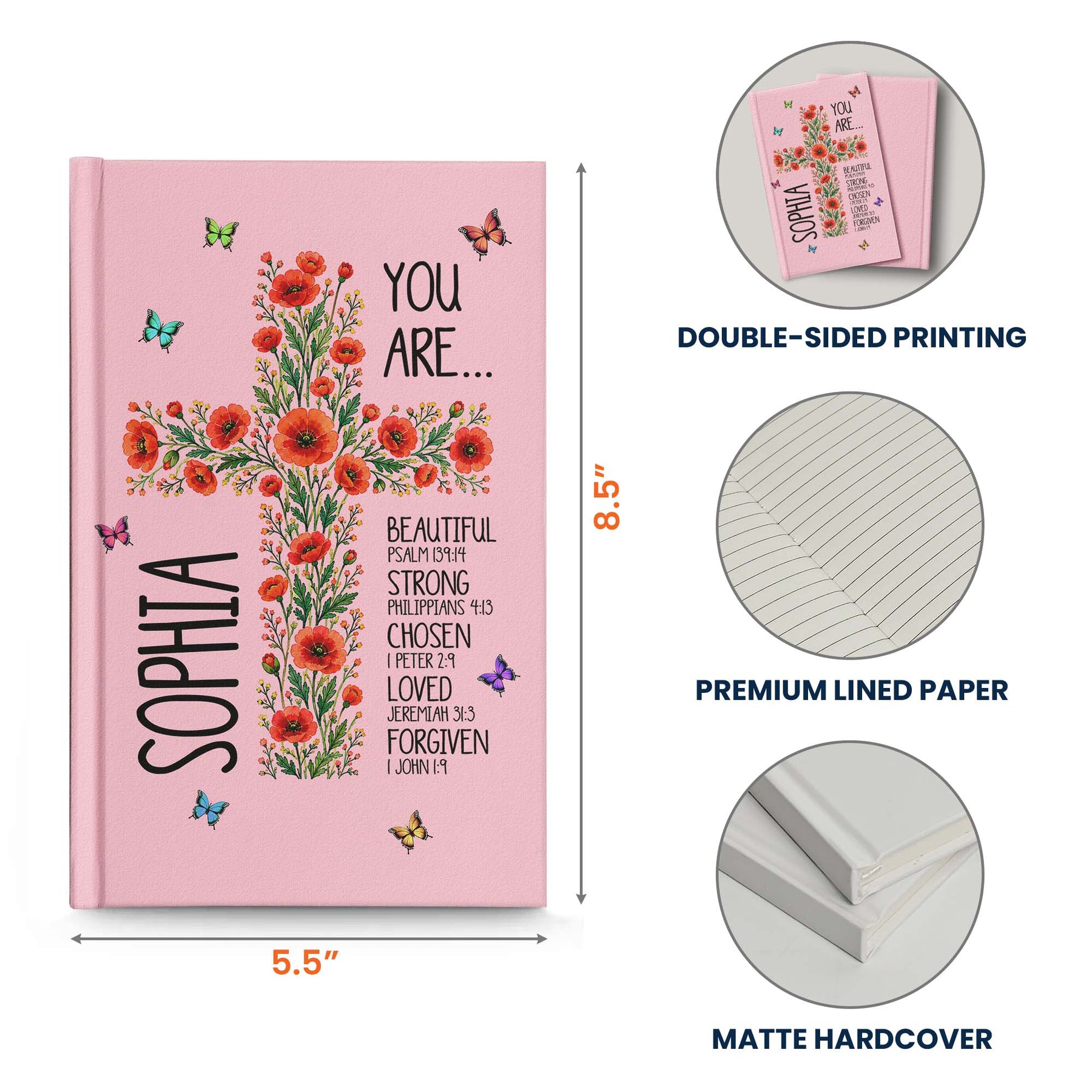 Birth Flower Cross You Are Bible Verse Affirmations - Personalized Journal