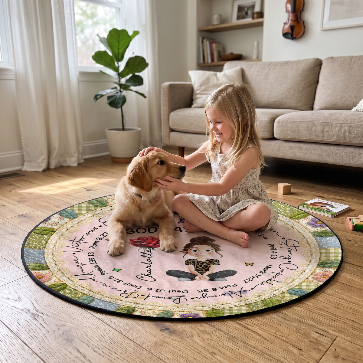 Birth Flower God Says I Am Patchwork Style - Personalized Quilted Mat