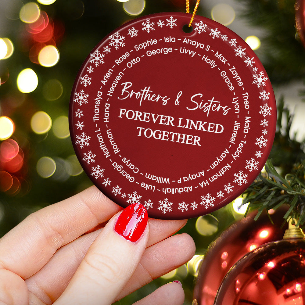 Brothers & Sisters Forever Linked Together - Custom Name Word Wreath - Personalized Ornament