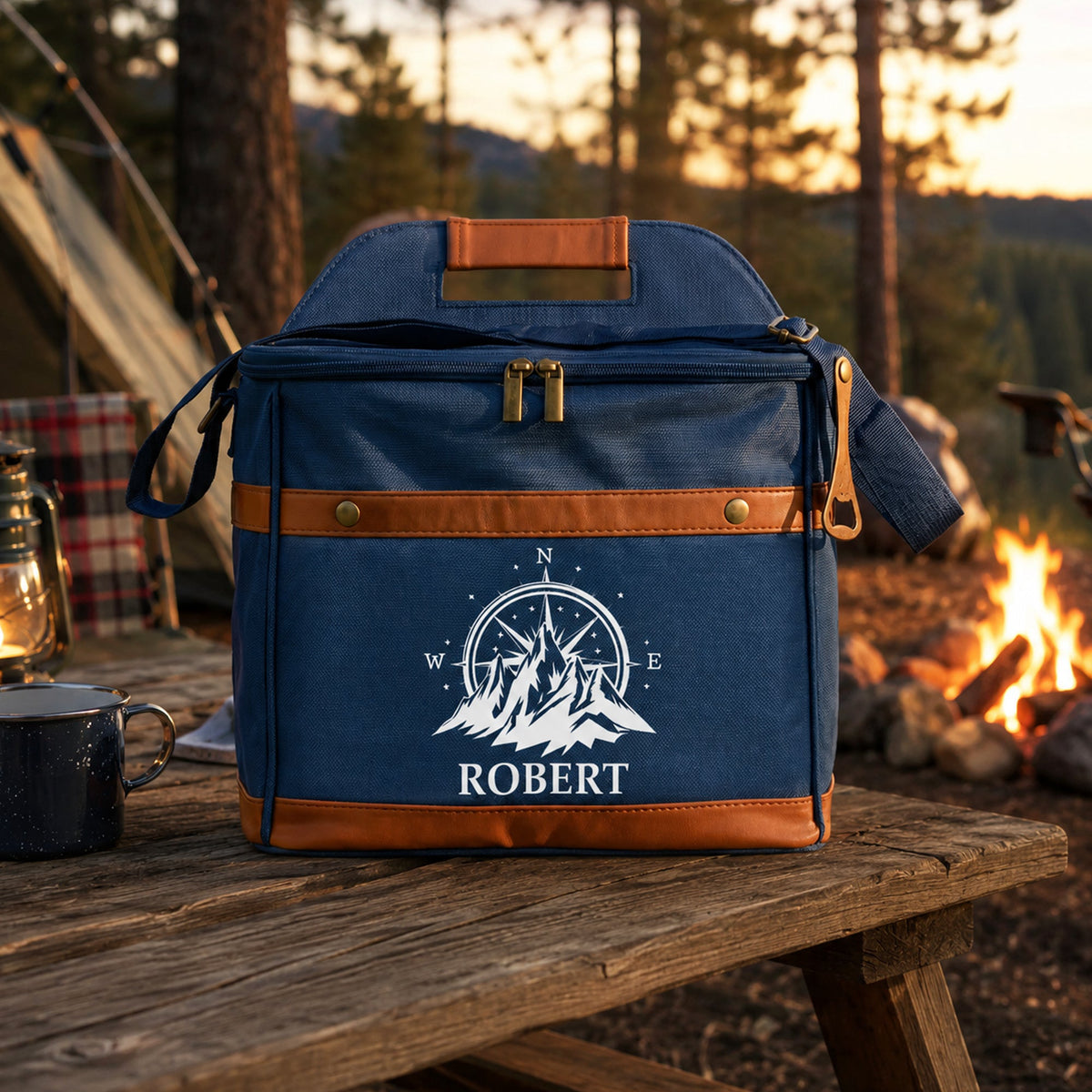 Camping, Forest, Mountain Custom Name, Monogram - Personalized Cooler Bag