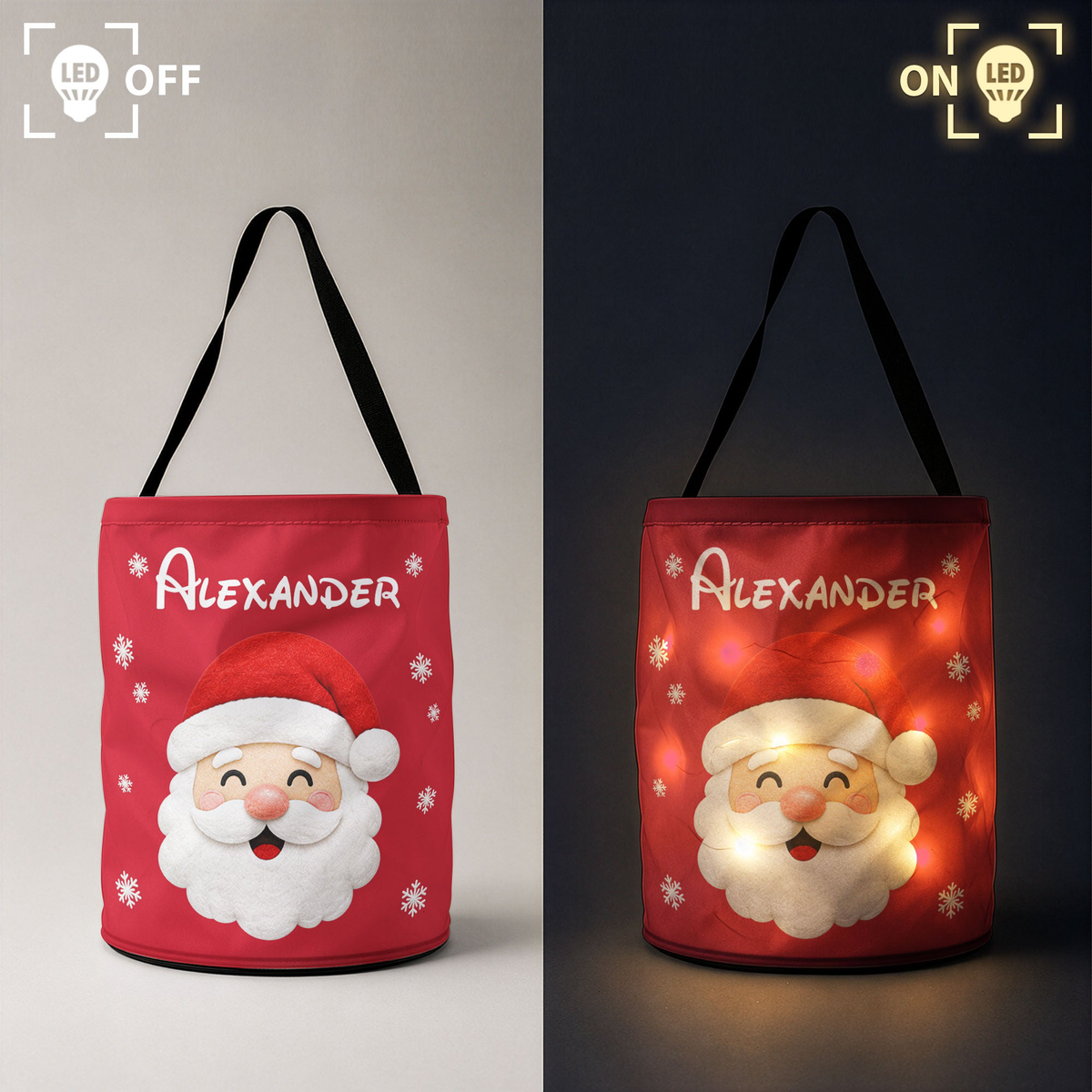 Christmas Gift Bag, Christmas Bag With Name, Holiday Gift Bag, Santa Gift Bag, Family Christmas Sack - Personalized Basket